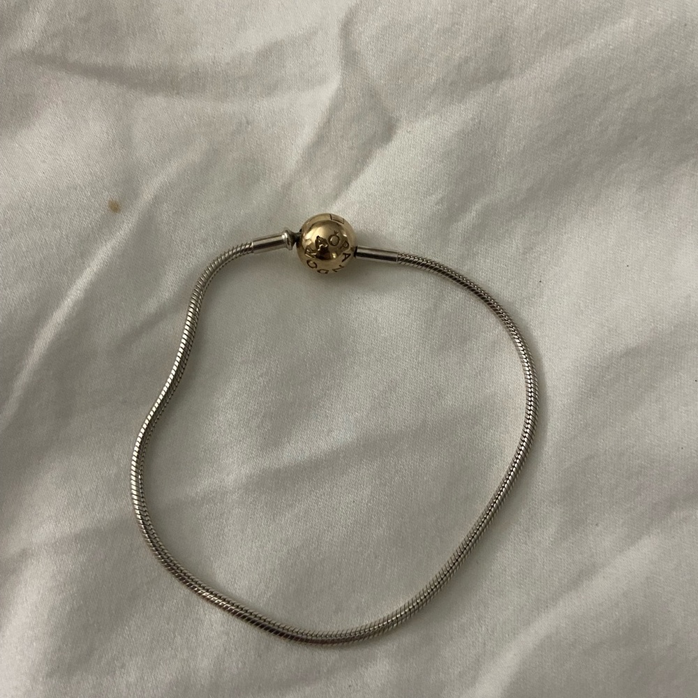 Pandora sterling silver and rose gold bracelet